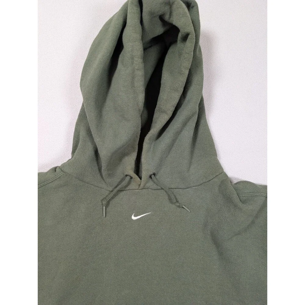 Vintage 90s Nike Center Swoosh Hoodie Olive Green XXL 2XL White Logo Streetwear
